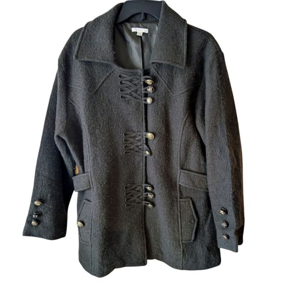 Carson Army Green Boiled Wool Peacoat Size XL - Picture 1 of 13